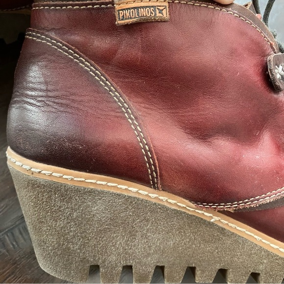 Pikolinos Women's Red Lace up Leather Upper Ankle Boots Size 41 is 10.5 or 11 - Picture 5 of 12
